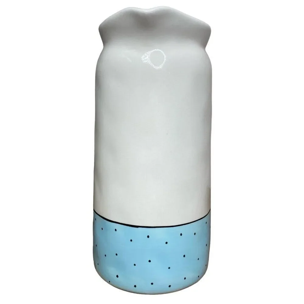 Rae Dunn Artisan Collection Pour Pitcher Blue Polka Dot Tall with Handle